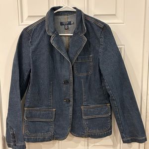 IZOD Vintage 90s Dark Denim Blazer size petite large